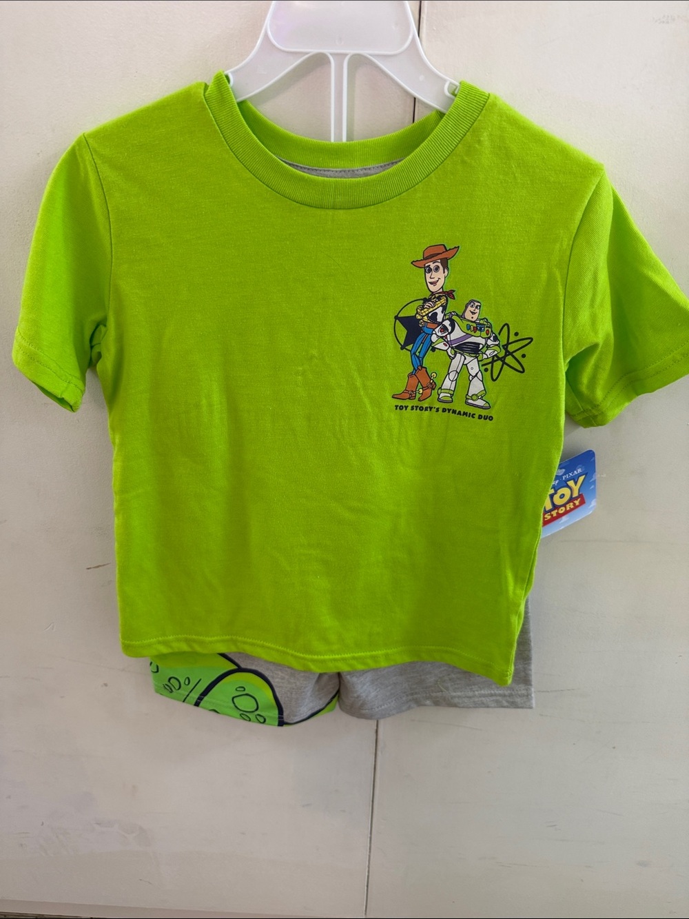 Disney Neon Green Toy Story Woody & Buzz Short Sleeve Tee